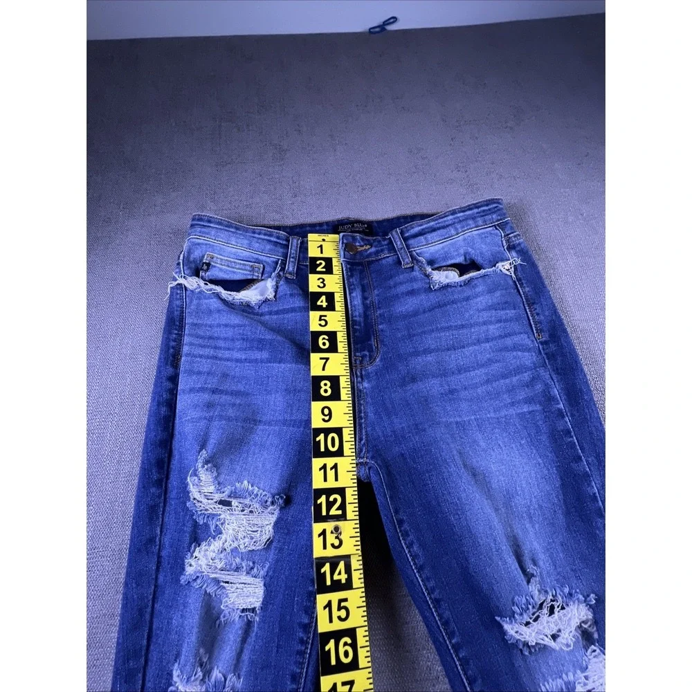 Judy Blue Jeans Women‎ 11 Blue Distressed Skinny Fit Boho City Preppy